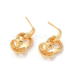Brass Stud Earring Findings, with 925 Sterling Silver Pins, for Half Drilled Beads, Real 18K Gold Plated, 22mm, Pin: 12x0.8mm and 1mm(for Half Drilled Beads)(KK-M270-32G)