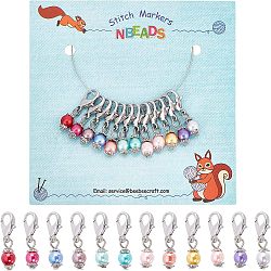 12Pcs 12 Style Glass Pearl Pendant Decoration, with Zinc Alloy Lobster Claw Clasps & Bead Caps and Steel Bracelet Memory Wire, Mixed Color, 25mm, 1pc/style(HJEW-NB0001-46)