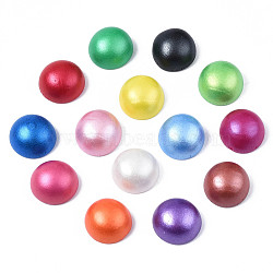 Painted Natural Wood Cabochons, Pearlized, Half Round, Mixed Color, 15x8mm(WOOD-S057-070B)