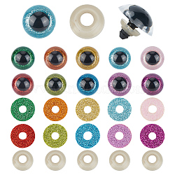 40 Sets 10 Colors Plastic Doll Craft Eyes, Safety Eyes, with Spacer and Sequin Shim, for Toy DIY Accessories, Half Round, Mixed Color, 23.5x0.5mm, 4 sets/color(DIY-GO0001-72)