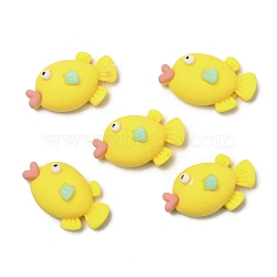 Opaque Resin Cabochons, Fish, Yellow, 13x22x8mm(CRES-D001-01)