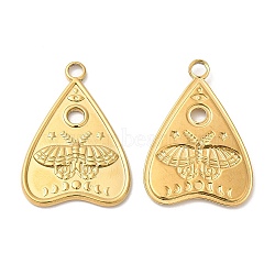 304 Stainless Steel Pendants, Talking Boards with Moth Charm, Real 18K Gold Plated, 28x20x2mm, Hole: 3mm(STAS-Z041-42G)
