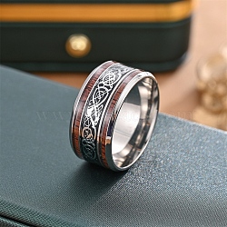 Stainless Steel Finger Rings, Wide Band Rings for Men, Dragon, Inner Diameter: 18.4mm(PW-WG46706-08)