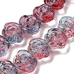 Glass Beads Strands, Rose, Indian Red, 12~12.5x14x8~8.5mm, Hole: 1.2mm, about 57~60pcs/strand, 13.19~13.58''(33.5~34.5cm)(X-GLAA-B018-02F)