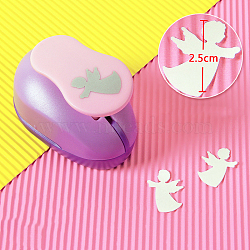 Plastic Paper Craft Hole Punches, Paper Puncher for DIY Paper Cutter Crafts & Scrapbooking, Random Color, Angel Pattern, 70x40x60mm(KICR-PW0001-12-33)