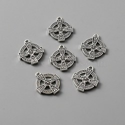 Irish Tibetan Style Alloy Pendants, Cross, Antique Silver, 24x20x3mm, Hole: 2mm(FIND-CJC0009-45)