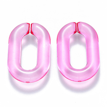 Transparent Acrylic Linking Rings, Quick Link Connectors, for Cable Chains Making, Oval, Hot Pink, 31x19.5x5.5mm, Inner Diameter: 19.5x7.5mm