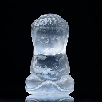 Buddha Natural Selenite Figurines, Reiki Energy Stone Display Decorations, for Home Feng Shui Ornament, 30~40x45~50x75~85mm