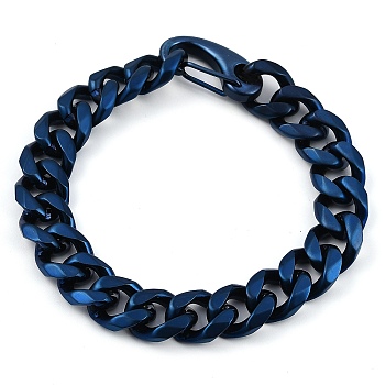 304 Stainless Steel Cuban Link Chain Bracelets for Men, Blue, 8-1/2 inch(21.5cm)