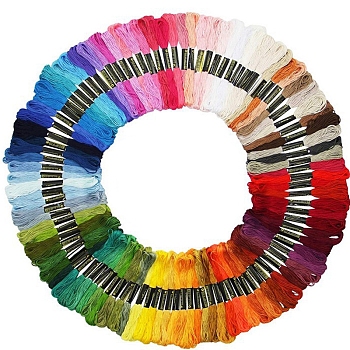 100 Skeins 100 Colors Polyester Embroidery Threads for Cross Stitch, 6-Ply Embroidery Floss, DIY Friendship Bracelets String, Mixed Color, 0.8mm, 8m/skein