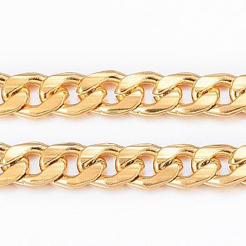 Ion Plating(IP) 304 Stainless Steel Cuban Link Chains, Curb Chains, Twisted Chains, Unwelded, with Spool, Faceted, Golden, 5.5x3.8x1mm, about 32.8 Feet(10m)/roll
