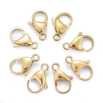 Ion Plating(IP) 304 Stainless Steel Lobster Claw Clasps, Parrot Trigger Clasps, Real 18k Gold Plated, 15x9x4.5mm, Hole: 2mm