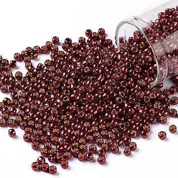 TOHO Round Seed Beads, Japanese Seed Beads, (PF564) PermaFinish Cabernet Red Metallic, 8/0, 3mm, Hole: 1mm, about 222pcs/bottle, 10g/bottle