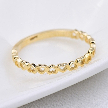 Alloy Finger Rings, Hollow Heart, Golden, US Size 8(18.1mm)