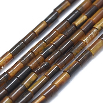 Natural Tiger Eye Beads Strands, Column, 4~5x2~2.5mm, Hole: 0.6~0.8mm, about 90~102pcs/strand, 15.3~15.7 inch(39~40cm)