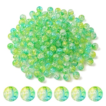 50G Transparent Crackle Acrylic Beads, Round, Yellow Green, 8x7.5mm, Hole: 1.8mm