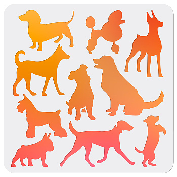 PET Hollow Out Drawing Painting Stencils, for DIY Scrapbook, Photo Album, Dog Pattern, 300x300mm