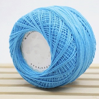 45g Cotton Size 8 Crochet Threads, Embroidery Floss, Yarn for Lace Hand Knitting, Deep Sky Blue, 1mm