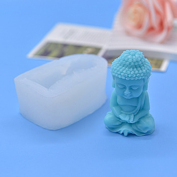 DIY Buddha Figurine Display Silicone Molds, Resin Casting Molds, for UV Resin, Epoxy Resin Craft Making, White, 75x47x34mm, Inner Diameter: 66x29x25mm