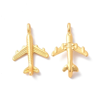 Rack Plating Alloy Pendants, Cadmium Free & Lead Free & Nickle Free, Airplane Charm, Matte Gold Color, 24x15x5mm, Hole: 3x2mm