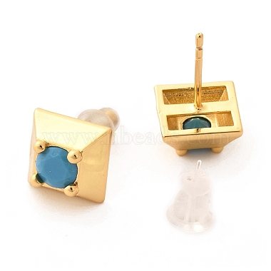 Brass Micro Pave Cubic Zirconia Stud Earrings(EJEW-F273-14B-G)-2