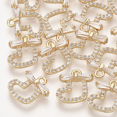 Real 18K Gold Plated Clear Sock Brass+Cubic Zirconia Charms