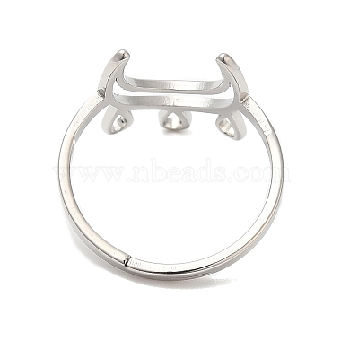 Non-Tarnish 304 Stainless Steel Crescent Moon Adjustable Ring for Women(RJEW-M149-11P)-2