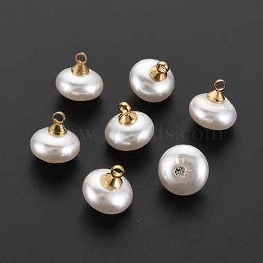 Golden Creamy White Flat Round ABS Plastic Charms