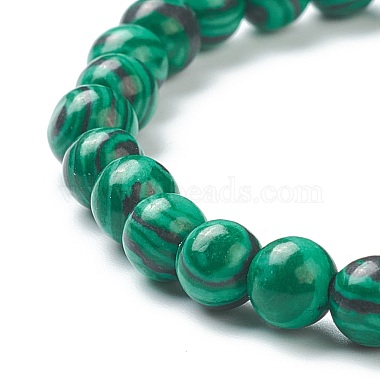 Bracelets extensibles perlés en malachite synthétique(BJEW-A117-B-16)-3