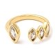 Rack Plating Brass Pave Clear Cubic Zirconia Open Cuff Rings for Women(X-RJEW-Q770-31G)-1