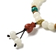Synthetic Turquoise & White Jade Bodhi Root Beaded Stretch Bracelet with Cinnabar Lucky Bag Charm(BJEW-B080-02)-2