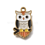 304 Stainless Steel Enamel Pendants, Owl Charms, Ion Plating(IP), Golden, 15x9x1.4mm, Hole: 1.4mm(SA-CBAA2E4-12G)