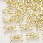 Alloy Links connectors, Bowknot, Light Gold, 8x13x2mm, Hole: 1.2mm(X-PALLOY-N150-41)