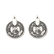 Tibetan Style Alloy Pendants, Cadmium Free & Lead Free, Flat Round, Antique Silver, 23.5x18.5x3.5mm, Hole: 1.6mm, about 543pcs/1000g(FIND-C043-070AS)