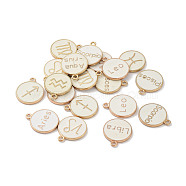 (Defective Closeout Sale: Yellowing) Alloy Enamel Pendants, Flat Round with Constellation, Constellation, 21x17.5x2mm, Hole: 2mm(ENAM-XCP0001-38)
