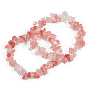 Unisex Chip Watermelon Stone Glass Beaded Stretch Bracelets, Inner Diameter: 1-3/4~2 inch(4.5~5cm)(BJEW-S143-39)