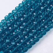 Handmade Glass Beads, Faceted Rondelle, Dark Cyan, 6x4mm, Hole: 1mm, about 87~90pcs/strand(X-GR6MMY-69)
