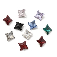 Glass Rhinestone Cabochons, Pointed Back & Back Plated, Faceted Windmill , Mixed Color, 6x6x3.5~4mm(GLAA-B012-73)