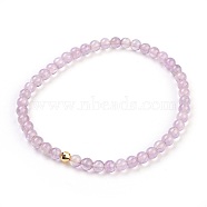 Natural Amethyst Stretch Bracelets, with 925 Sterling Silver Spacer Beads, Round, 2-1/8 inch(5.5cm)(BJEW-JB03797-03)