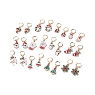 12 Pairs 12 Style 304 Stainless Steel Christmas Dangle Leverback Earrings, Christmas Boots & Heart & Santa Claus & Snowflake Drop Earrings for Women, Colorful, 29.5~40.5mm, Pin: 0.5mm, 1 Pairs/style(EJEW-JE04900)