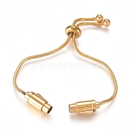 Vacuum Plating 304 Stainless Steel Slider Bracelet/Bolo Bracelet Making, with Snake Chains and Clasp, Golden, 6-3/4 inch(17cm)(MAK-L032-01G)