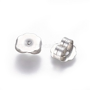 304 Stainless Steel Ear Nuts, Friction Earring Backs for Stud Earrings, Stainless Steel Color, 9.5x9.5x4mm, Hole: 1mm(X-STAS-E464-03P)