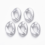 Spray Painted CCB Plastic Linking Rings, Quick Link Connectors, For Jewelry Curb Chains Making, Twist, Silver, 18.5x13x4mm, Inner Diameter: 5x10.5mm(CCB-R104-03A-03)