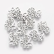 Mother's Day Theme, 304 Stainless Steel Charms, Phrase Best Mom, Stainless Steel Color, 10x13.7x1mm, Hole: 1.5mm(STAS-Q201-T204)
