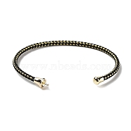 Stainless Steel Cuff Bangle Making, with Golden Tone Brass Finding, for Half Drilled Beads, Black, Inner Diameter: 1-3/4x2-3/8 inch(4.6x6cm), Pin: 1mm(MAK-C004-01G-02)