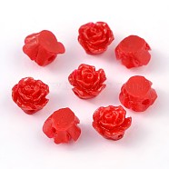 Resin Beads, Flower, Red, 6x4mm, Hole: 1mm(RESI-B3455-A99)