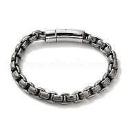 316 Surgical Stainless Steel Box Chain Bracelets, Antique Silver, 8-3/4 inch(22.1cm)(BJEW-Q349-01AS)