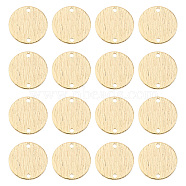 30Pcs Brass Connector Charms, Textured Flat Round Links, Real 18K Gold Plated, 15x1mm, Hole: 1.4mm(KK-BC0012-87)