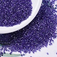 MIYUKI Delica Beads, Cylinder, Japanese Seed Beads, 11/0, (DB0284) Sparkling Purple Lined Aqua Luster, 1.3x1.6mm, Hole: 0.8mm, about 20000pcs/bag, 100g/bag(SEED-J020-DB0284)