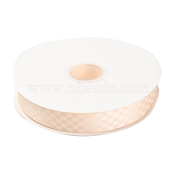 Polyester Ribbons, Grid Pattern, for DIY Gift Packing, Linen, 1 inch(26mm), about 100 yard/roll(91.44m/roll)(OCOR-O011-B04)